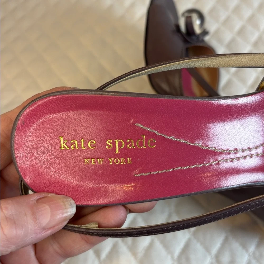 Kate Spade New York Hattie Leather Slingback Heels Open Toe Women's Size 7.5